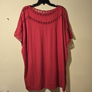 Roaman's Vibrant Red Cutout Sleeve Top